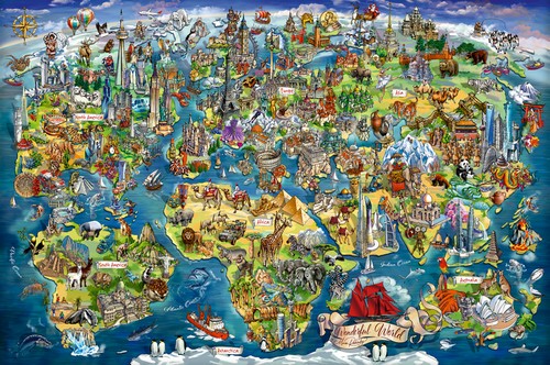 Puzzle weltkarte mit - t.),