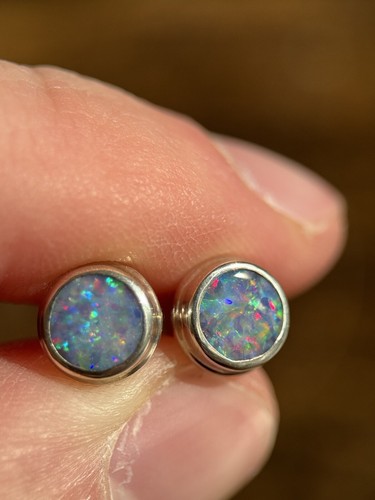 Opal ohrstecker silber - opal, mit