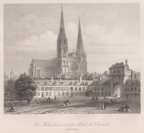 Chartres original stahlstich - chartres,