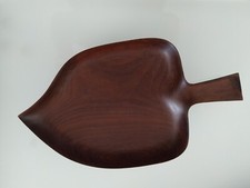 Herbstdeko Schale aus Holz in Blattform 27 x 16 cm Teakholz