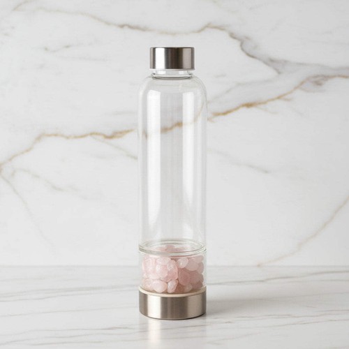 Trinkflasche glas rosenquarz - trinkflasche,