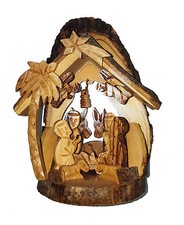 Krippe Olivenholz 15 cm Weihnachtskrippe aus Israel Minikrippe Holzkrippe Jesus