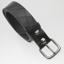 Krokostyle Echt Ledergürtel Schwarz 4 cm mit Schnalle Unisex Wechselgürtel 9161