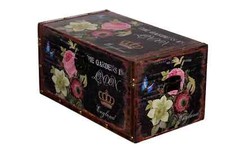Truhe Kiste SJ 16011 Rosen London England Dekobox mit Kunstleder bezogen edel