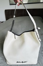 KARL LAGERFELD große Handtasche Shopper Hobo-Bag Echt-Leder Cremeweiß TOP Zust.!