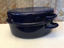 Bräter Email schönes gut erhaltenes Teil Omas Küche tolle blaue Farbe Zustand 1a