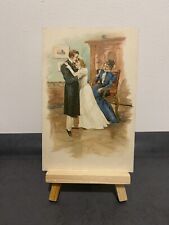 Vintage Postkarte tanzendes Paar, Frau Rohrstock, Kunst, gezeichnet, sehr alt