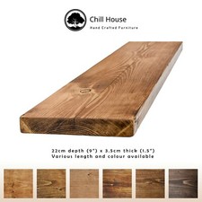 Rustikales Schweberegal Holz massiv klobig Handarbeit mit Halterungen 9"x1,5"