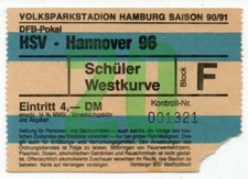Ticket Pokal Hamburger SV - Hannover 96 1990/91