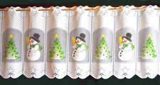 Schneemann Weihnachtsgardine Küchen Scheibengardine Bistrogardine 2 Breiten Neu