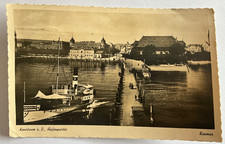 Konstanz am Bodensee Hafenpartie 1939 Personenschiff  Rettungsboot Rotes Kreuz ?