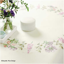 Tischdecke 'Blumenkranz' 90 x 90 cm von Rico Design, Stickpackung vorgezeichnet