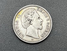900/- Silbermünze, 5 Mark, Ludwig II, Koenig v. Bayern, D, 1876, Deutsches Reich