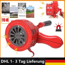 Handsirene Aluminiumgehäuse Sirene Handkurbel Einklappbar Alarmsirene Rot 110dB.