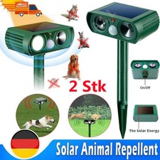 2Stk Solar Tiervertreiber Ultraschall Abwehr Marder Katzen Hunde Abwehr Schreck~
