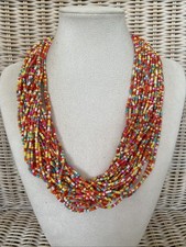 Damen Statement Kette Bunte Perlenkette Modeschmuck Halskette  Collier Blogger