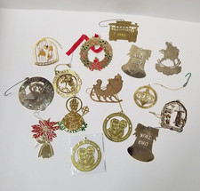 14 Flat Brass Ornaments