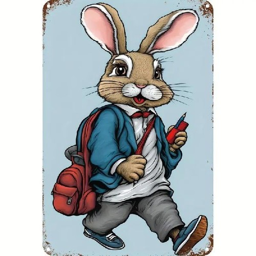 Blechschild hase mit - blechschild,