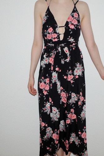 Langes sommerkleid schwarz mit - sommerkleid,