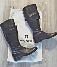 AIGNER Echtes Leder Stiefel in Schwarz ***NEU*** Gr. 36 Langschaftstiefel Damen