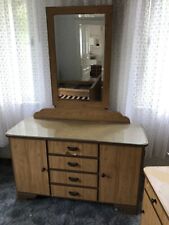 Frisierkommode RETRO – mit Spiegel – Vollholz, Glasplatte