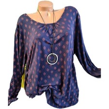 Sheego Bluse Tunika Shirt Langarm Damen Blau mit Punkten 884 (960) NEU