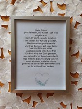 Bilderrahmen - Kunststoff - Silber - mit Spruch für Gästebucheintrag Hochzeit