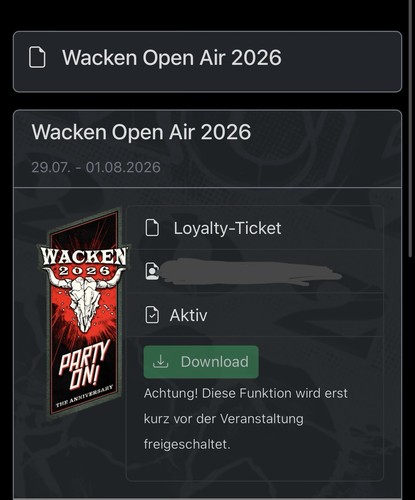 Loyalty ticket woa wacken - ticket,