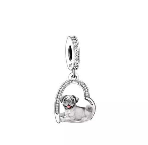 Mops hund charm s925 - mops,