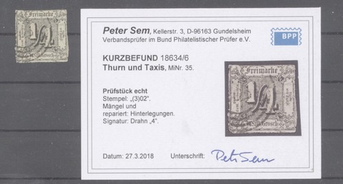 Thurn und taxis o - thurn, taxis,nr.35,o,befund