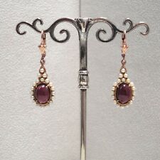 Jugendstil Granatschmuck Granat Perlen Ohrringe Vintage Silber 925/- vergoldet