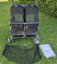 Hundebuggy Zwillingswagen für Hunde mit Zubehör Doppelter Hundewagen