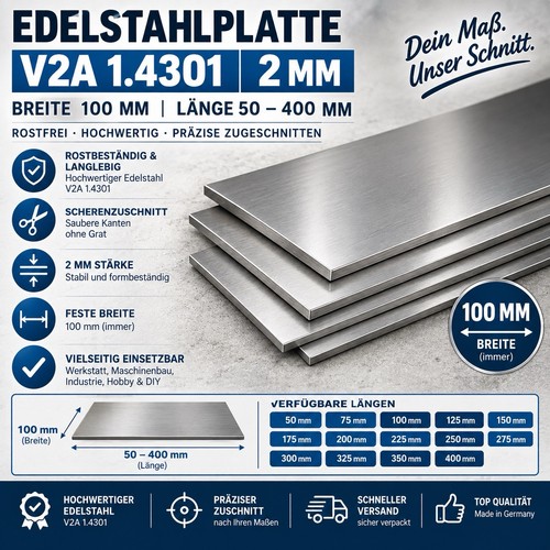 Edelstahl v2a platte - edelstahl, 1.4301,