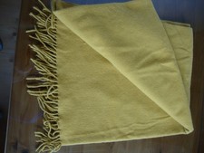 WINTER Schal Tuch Wollschal currygelb mit Fransen 1,65 m x 70 cm