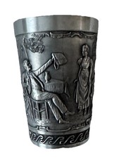 6 Stück Zinnbecher mit gleichen Motiv von Fieling Zinn, Zinnanteil 95 Prozent