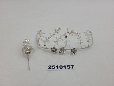 Brautkrone + Anstecknadel Weißblech Silberhochzeit 50er Jahre Schmuck #2510157