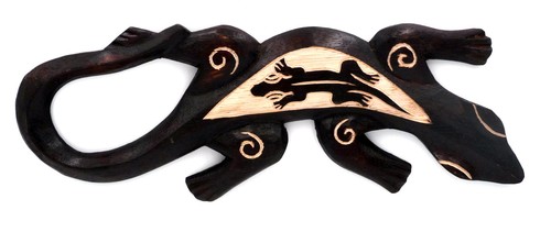 Holz gecko holzfigur - holz,