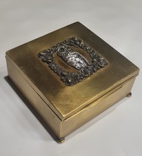Alte Zigarrenkiste um 1925 Messing mit Eulenmotiv