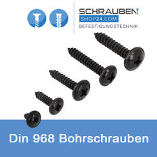 Blechschrauben Flachkopf Kreuzschlitz Bohrschrauben DIN 968 Schwarz 2,9- 4,8 mm