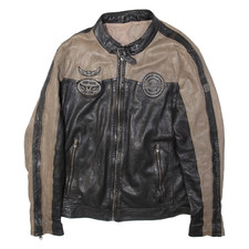 CAMP DAVID Herren Bikerjacke Braun Leder XL