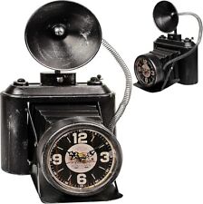 Vintage Steh Tisch Uhr Retro Fotoapparat schwarz Stand Dekoration Shabby...