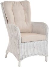 Moderner Rattan Ohrenbackensessel mit hoher Rückenlehne mit Armlehne (Weiss)