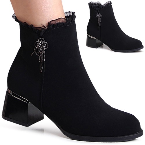 Damen velours stiefeletten - velours,