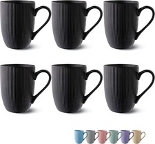 6 Kaffee Tassen Set Gross - Porzellan Becher Modern - 350 ml Keramik Tee Lungo