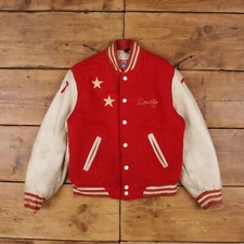 Vintage Sears Varsity Jacket XS 70s Letterman Chain Stitch USA Made Red