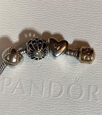 Pandora Set.  3 CHARMS  925 Silber +Gold bicolor-Spitze+grüne Spinell,Clip,