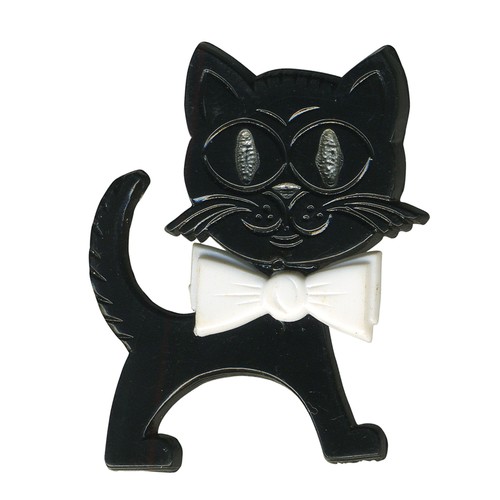 Anstecker katze schwarz weiß - anstecker,