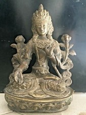 Vintage Altes Tibetisch Buddhismus Messing Handgemacht Göttin Tara Buddha Statue