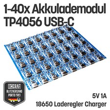 1-40x Akku Lademodul 5V 1A TP4056 USB C 18650 Laderegler Charger Schutzschaltung