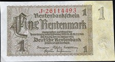1 Rentenmark Rentenbankschein 1937 UNC Banknote  15.11.I